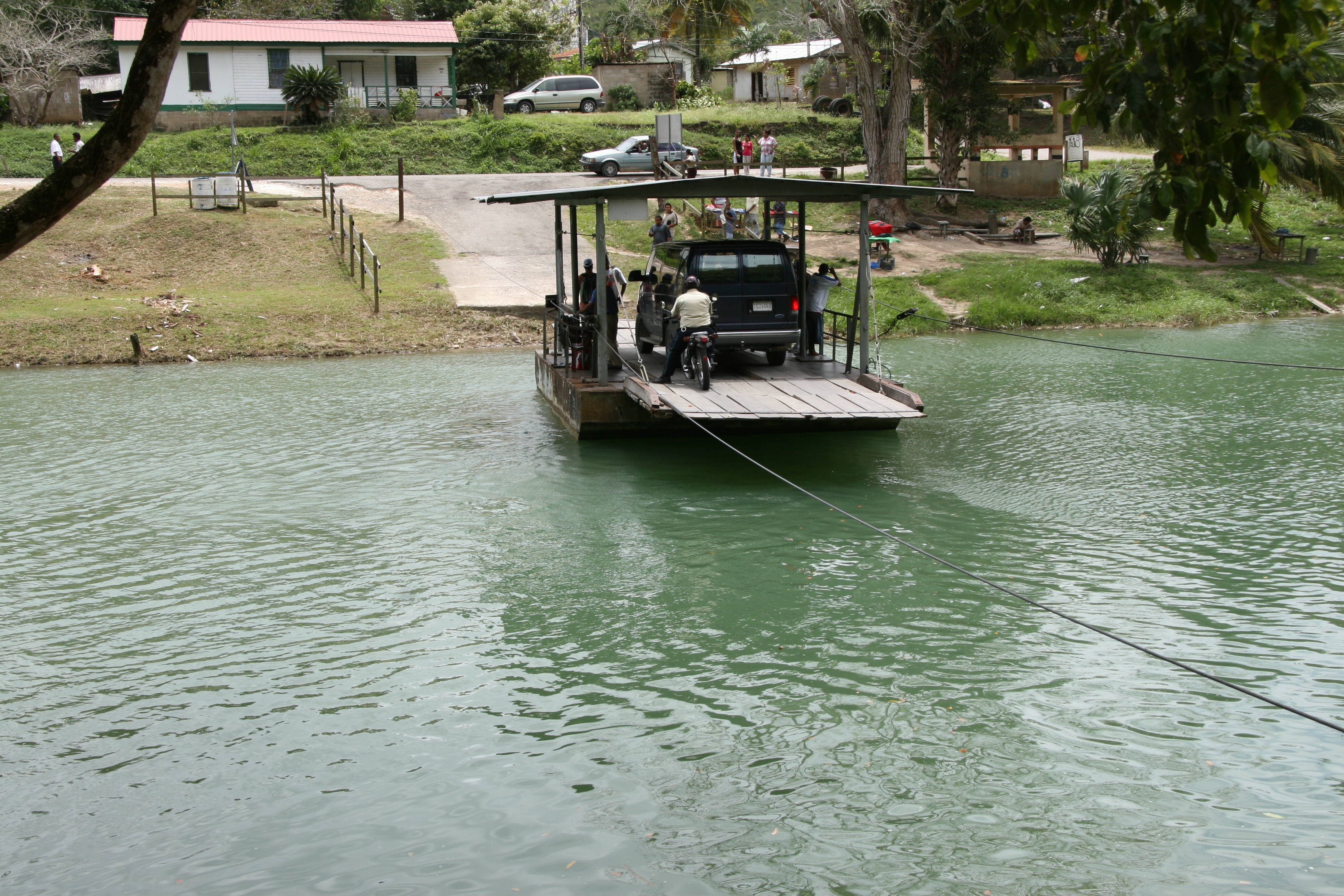 hand-crank ferry at river crossing at San Jose Succotz