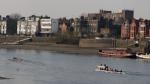 Rowers and north bank of Thames